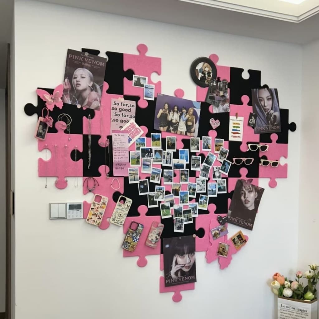 DIY ins Photo Wall Felt ข้อความสติ๊กเกอร์ติดผนัง Dopamine พื้นหลังตกแต่งผนังแบบมีกาวในตัว รูปที่ 2