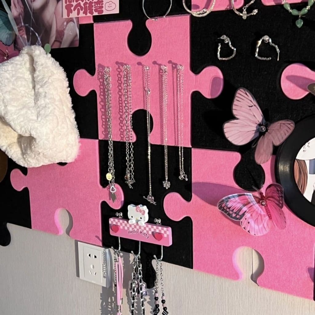 DIY ins Photo Wall Felt ข้อความสติ๊กเกอร์ติดผนัง Dopamine พื้นหลังตกแต่งผนังแบบมีกาวในตัว รูปที่ 3