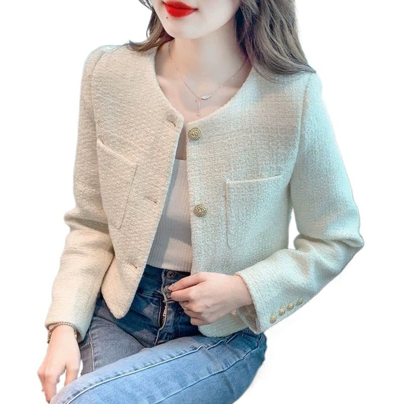 จากไทย MSD งานตรงปก ผ้าหนานุ่ม เสื้อคลุมผ้าทอทวีต แต่งกระดุมสีทอง Blazer รูปที่ 9