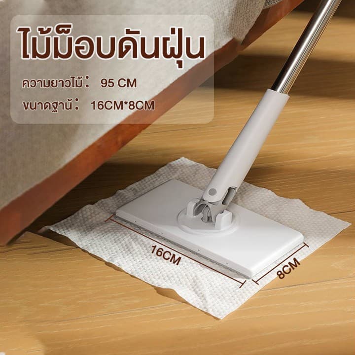 แถมผ้าเช็ดฟรี ไม้ถูพื้น ผ้าถูพื้นแบบเปียก ไม้ม็อบดันฝุ่น ไม้ถูพื้นแบน lazy mop หมุนได้ 360 องศา หมุนเพื่อทำความสะอาด สามารถใช้กับผ้าเช็ดหน้าและเสื้อผ้าเก่าได้ 100cm Clean รูปที่ 2