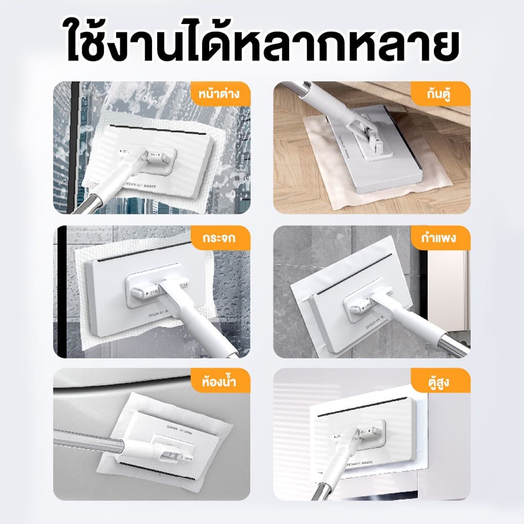 แถมผ้าเช็ดฟรี ไม้ถูพื้น ผ้าถูพื้นแบบเปียก ไม้ม็อบดันฝุ่น ไม้ถูพื้นแบน lazy mop หมุนได้ 360 องศา หมุนเพื่อทำความสะอาด สามารถใช้กับผ้าเช็ดหน้าและเสื้อผ้าเก่าได้ 100cm Clean รูปที่ 6