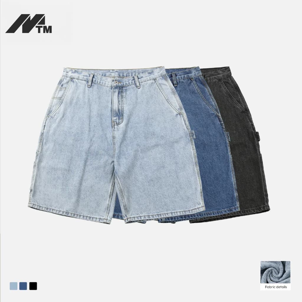 MTM Mens Street Hip-Hop American Style Loose Multi-Pocket Denim Shorts รูปที่ 8