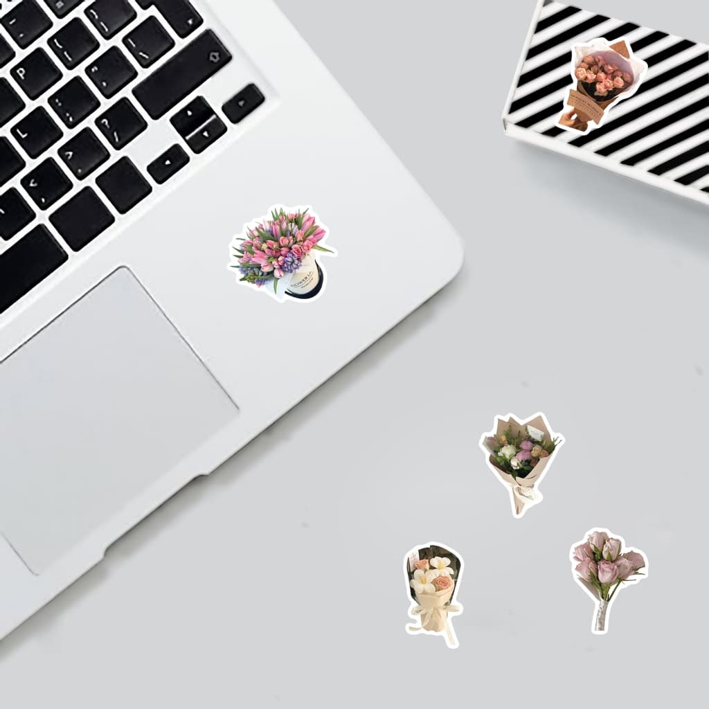 Vintage 50 ชิ้นดอกไม้ช่อดอกไม้สติกเกอร์กันน้ําสําหรับ Tumbler แล็ปท็อปเคสโทรศัพท์รถสติกเกอร์ Graffiti Creative DIY รูปที่ 9