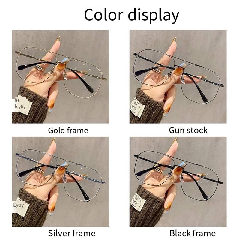 Double Beam รูปหลายเหลี่ยมกรอบแว่นตาผู้ชายผู้หญิง Ultralight โลหะ Oversize แว่นตากรอบ Anti Blue Light แว่นตา รูปที่ 9