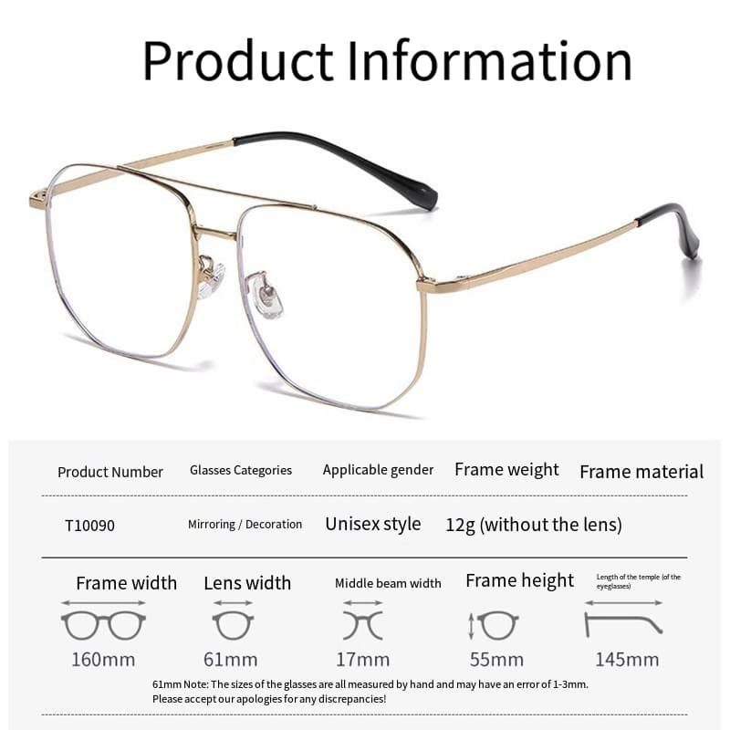 Double Beam รูปหลายเหลี่ยมกรอบแว่นตาผู้ชายผู้หญิง Ultralight โลหะ Oversize แว่นตากรอบ Anti Blue Light แว่นตา รูปที่ 8