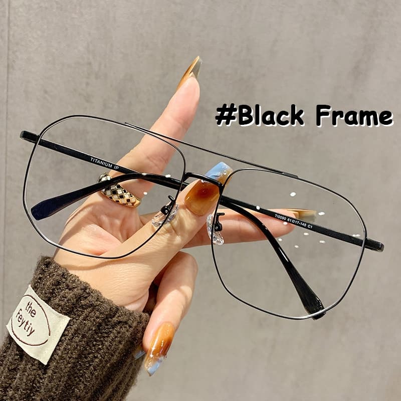 Double Beam รูปหลายเหลี่ยมกรอบแว่นตาผู้ชายผู้หญิง Ultralight โลหะ Oversize แว่นตากรอบ Anti Blue Light แว่นตา รูปที่ 2