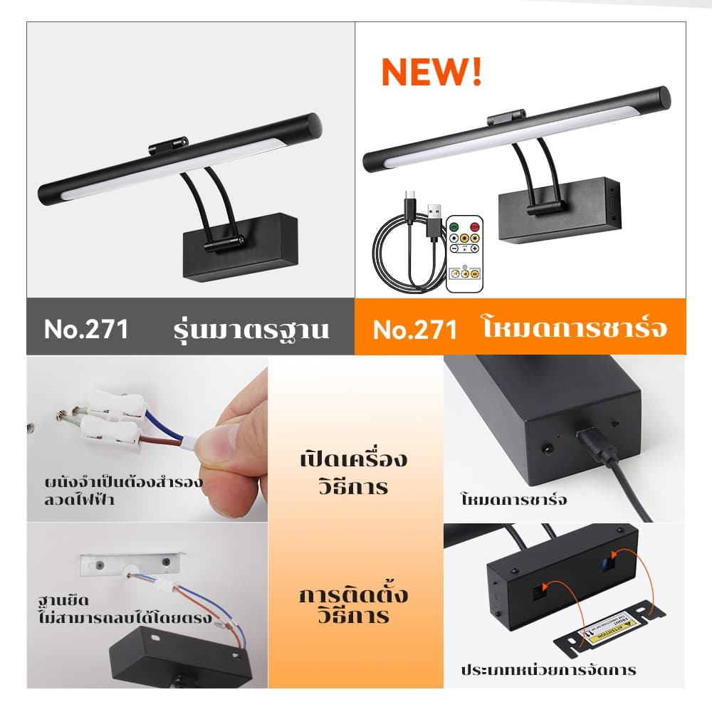 SEEDIQ โคมไฟติดผนัง USB 40cm ควบคุมรีโมท เปลี่ยนสีสว่าง สร้างบรรยากาศในบ้านได้อย่างสมบูรณ์แบบ รูปที่ 6
