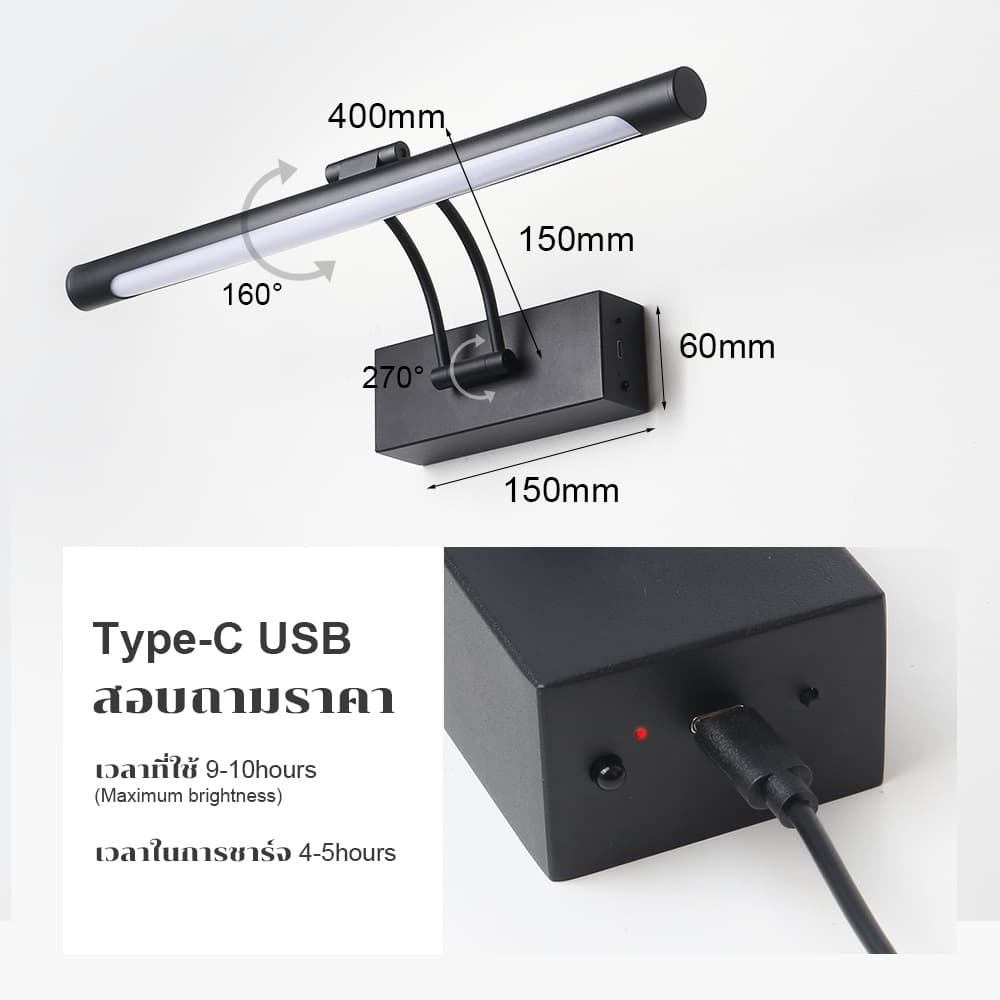 SEEDIQ โคมไฟติดผนัง USB 40cm ควบคุมรีโมท เปลี่ยนสีสว่าง สร้างบรรยากาศในบ้านได้อย่างสมบูรณ์แบบ รูปที่ 3