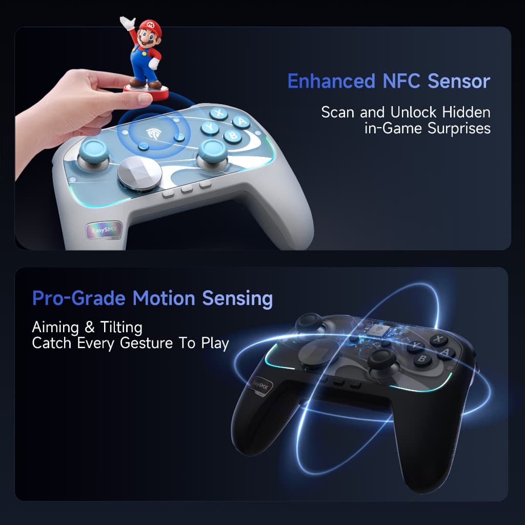 ตัวควบคุมเกม EasySMX S10 พร้อมแท่ง TMR, HD Rumble, D-pad แบบถอดเปลี่ยนได้สําหรับสวิตช์ 2 และพีซี รูปที่ 9