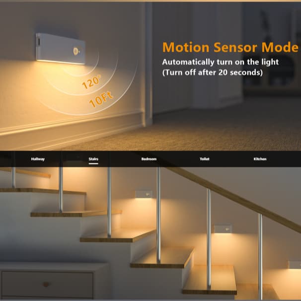 SPRISE Motion Sensor Night Light บันไดไฟในร่ม Warm White Magnetic LED Touch โคมไฟสําหรับห้องโถง, Stairway, ห้องน้ํา 1/3 แพ็ค รูปที่ 6