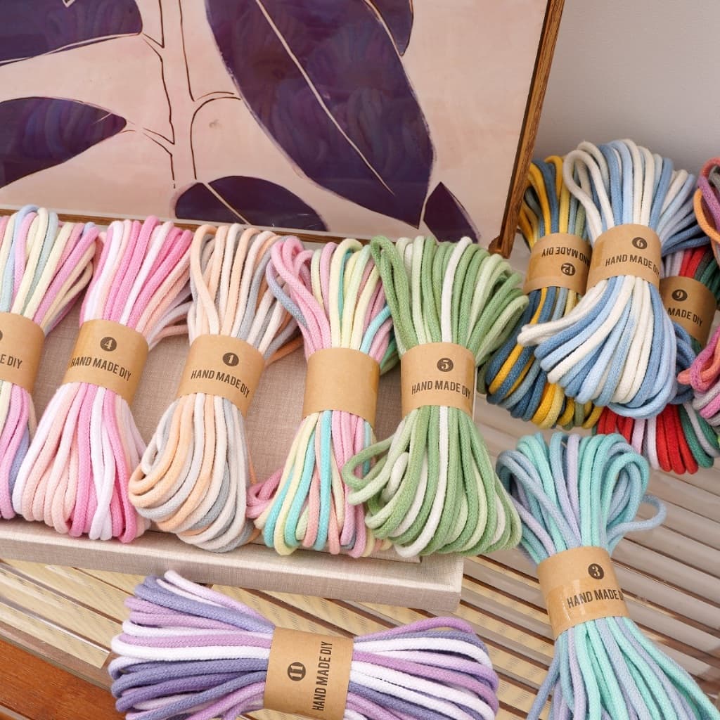 10 ม. Segment Dyed Gradient เชือกถักที่มีสีสัน DIY เชือกลูกปัดหลุมขนาดใหญ่แฟชั่น Hand-Knitted รูปที่ 2