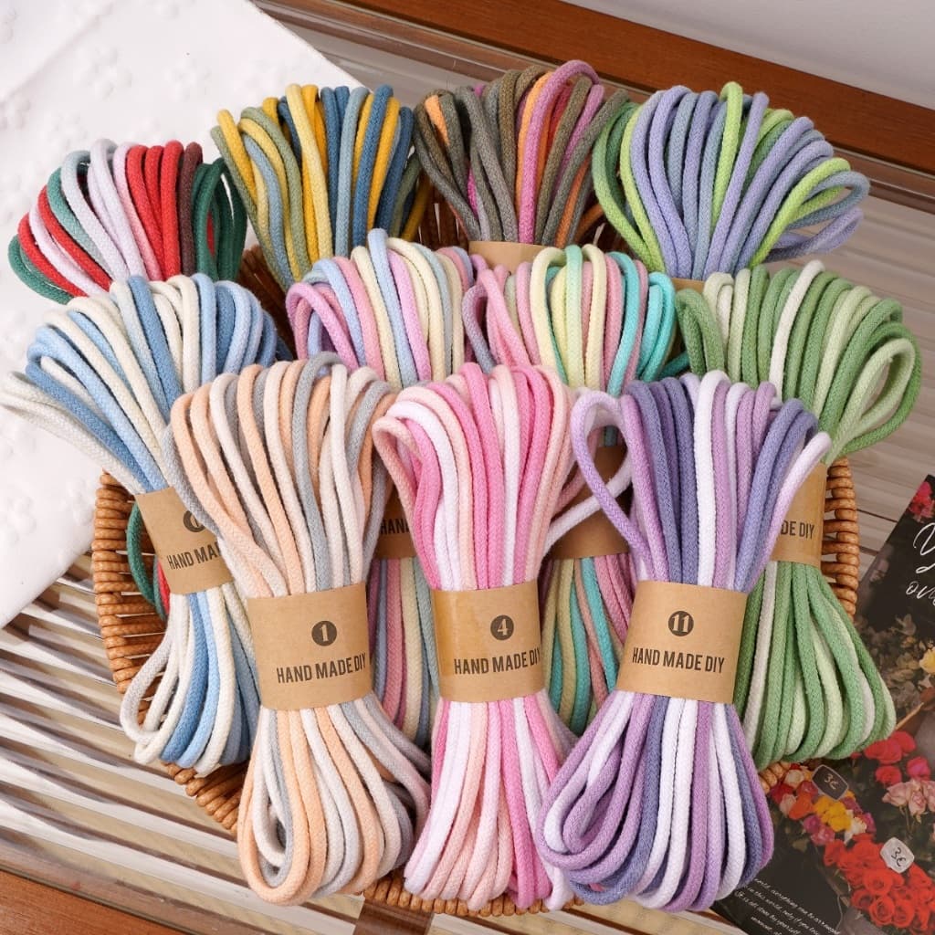 10 ม. Segment Dyed Gradient เชือกถักที่มีสีสัน DIY เชือกลูกปัดหลุมขนาดใหญ่แฟชั่น Hand-Knitted รูปที่ 3