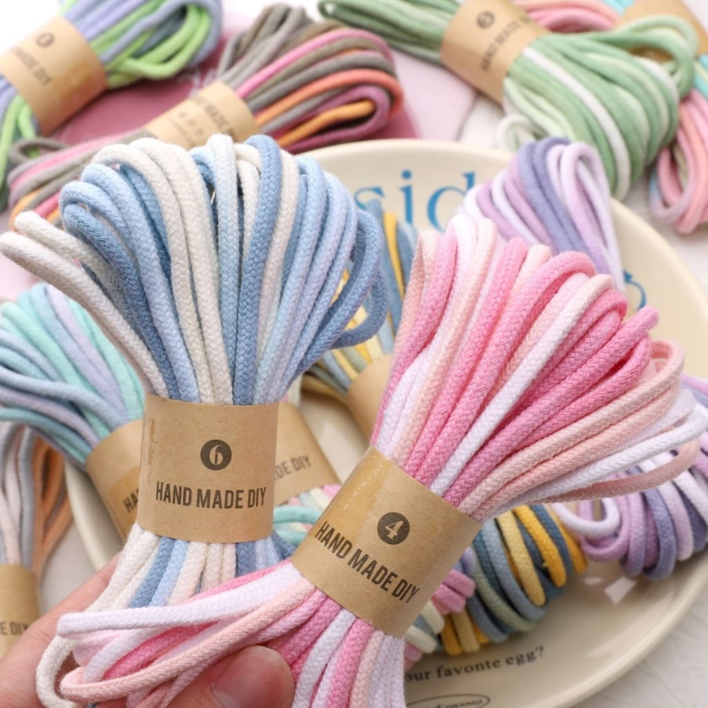 10 ม. Segment Dyed Gradient เชือกถักที่มีสีสัน DIY เชือกลูกปัดหลุมขนาดใหญ่แฟชั่น Hand-Knitted รูปที่ 5