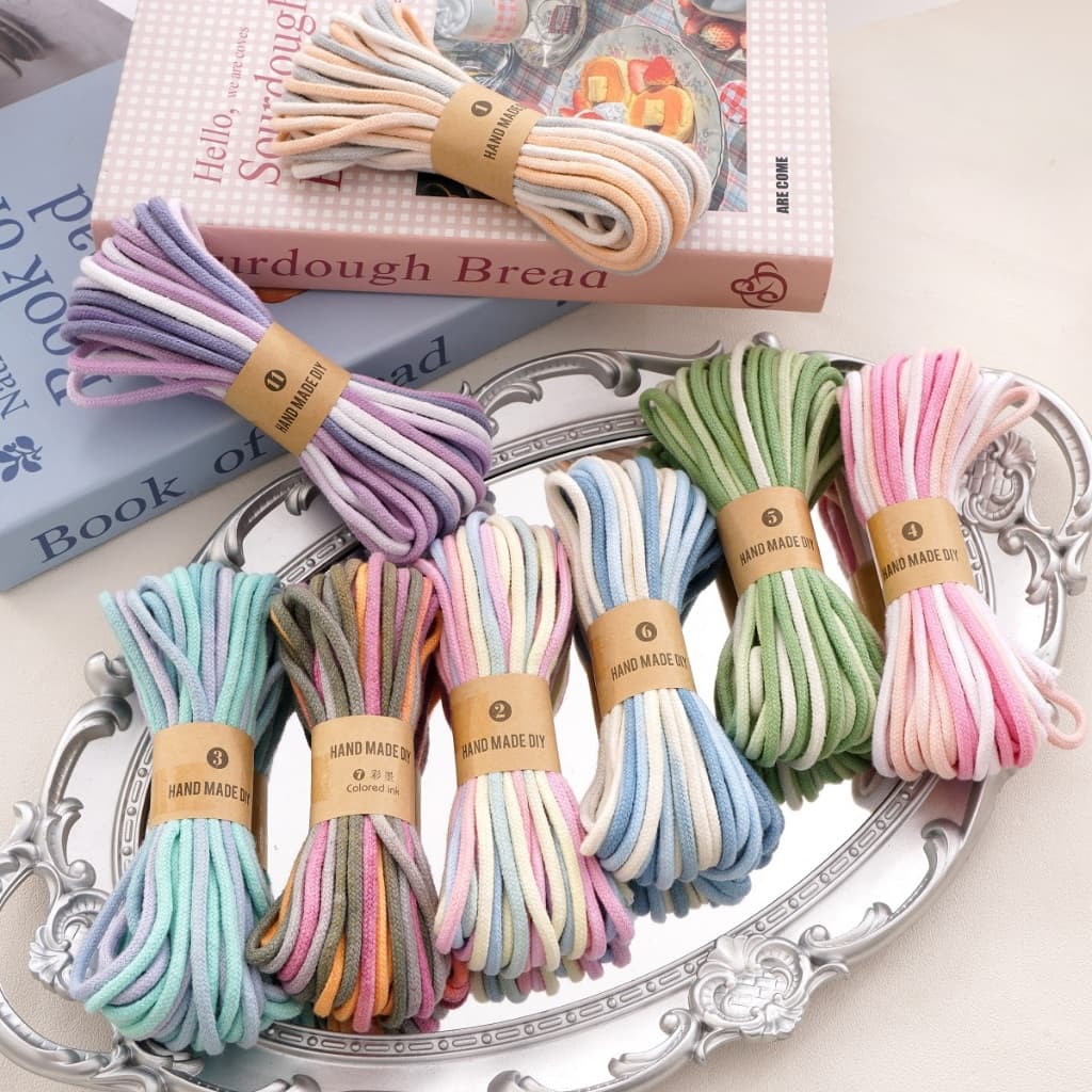 10 ม. Segment Dyed Gradient เชือกถักที่มีสีสัน DIY เชือกลูกปัดหลุมขนาดใหญ่แฟชั่น Hand-Knitted รูปที่ 6