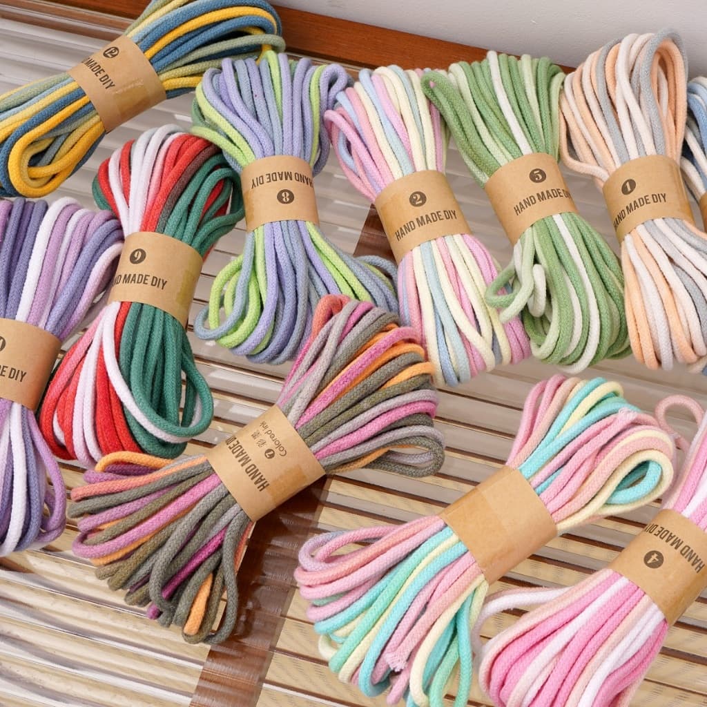 10 ม. Segment Dyed Gradient เชือกถักที่มีสีสัน DIY เชือกลูกปัดหลุมขนาดใหญ่แฟชั่น Hand-Knitted รูปที่ 7