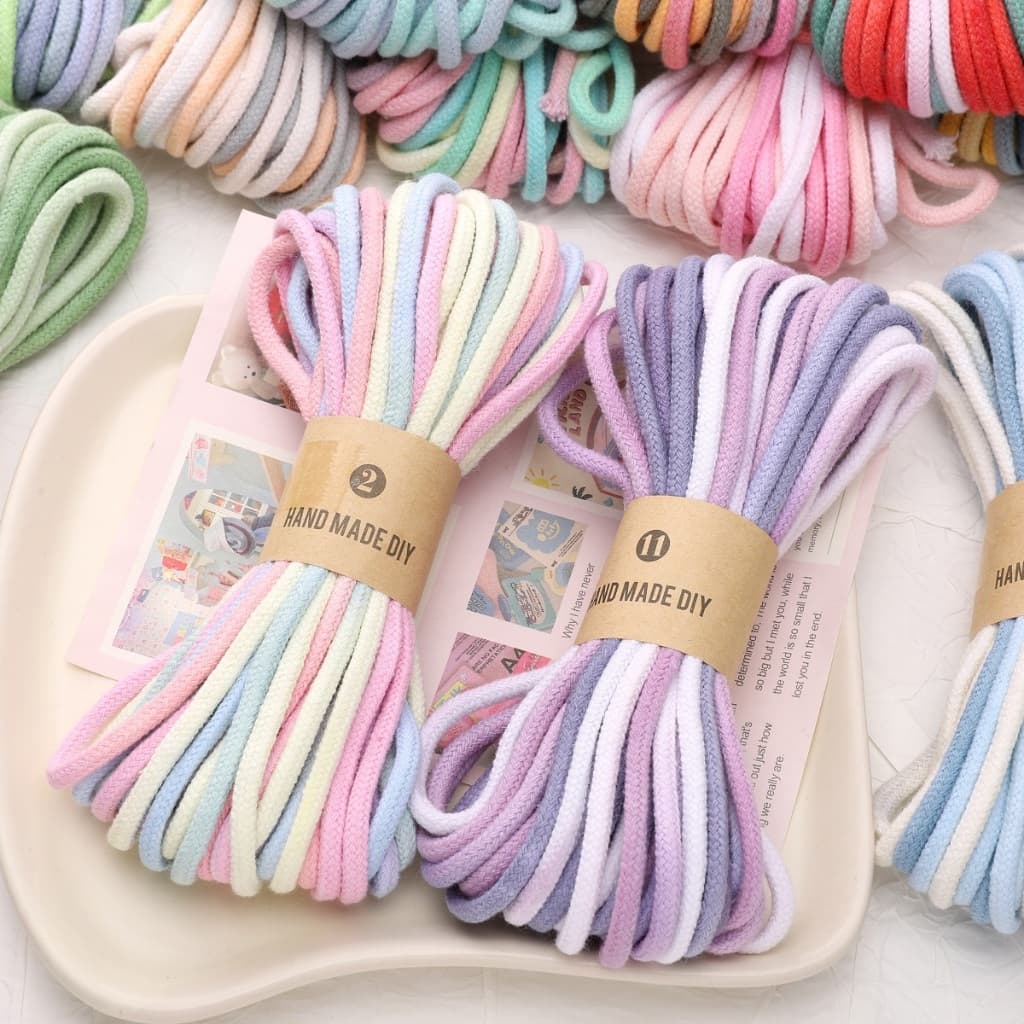 10 ม. Segment Dyed Gradient เชือกถักที่มีสีสัน DIY เชือกลูกปัดหลุมขนาดใหญ่แฟชั่น Hand-Knitted รูปที่ 8