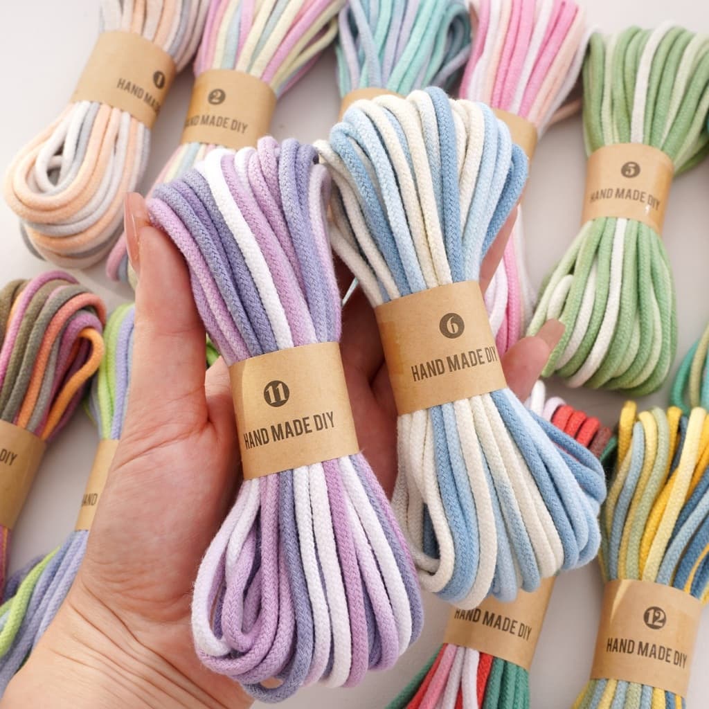10 ม. Segment Dyed Gradient เชือกถักที่มีสีสัน DIY เชือกลูกปัดหลุมขนาดใหญ่แฟชั่น Hand-Knitted รูปที่ 9