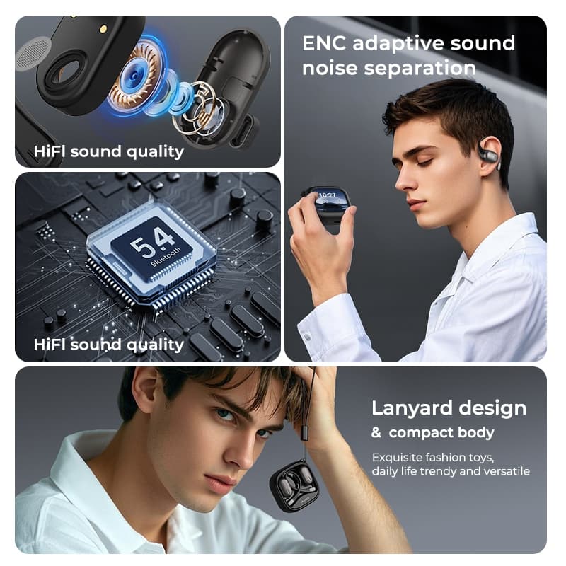 ERAZER XF38 หูฟังแปลภาษา AI Translator แปลภาษาแบบเรียลไทม์ บลูทูธ TWS Bluetooth 5.4 พร้อมจอแสดงผล LED หูฟังสำหรับธุรกิจ ไมโครโฟน หูฟังไร้สาย เปลี่ยนวอลเปเปอร์ได้ รูปที่ 5