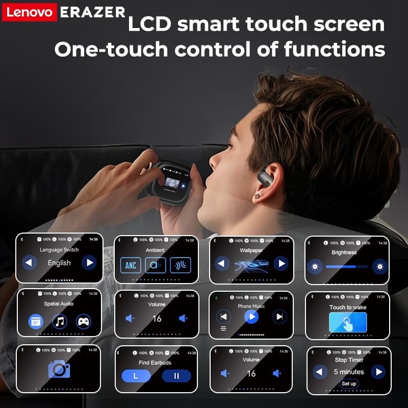 ERAZER XF38 หูฟังแปลภาษา AI Translator แปลภาษาแบบเรียลไทม์ บลูทูธ TWS Bluetooth 5.4 พร้อมจอแสดงผล LED หูฟังสำหรับธุรกิจ ไมโครโฟน หูฟังไร้สาย เปลี่ยนวอลเปเปอร์ได้ รูปที่ 7