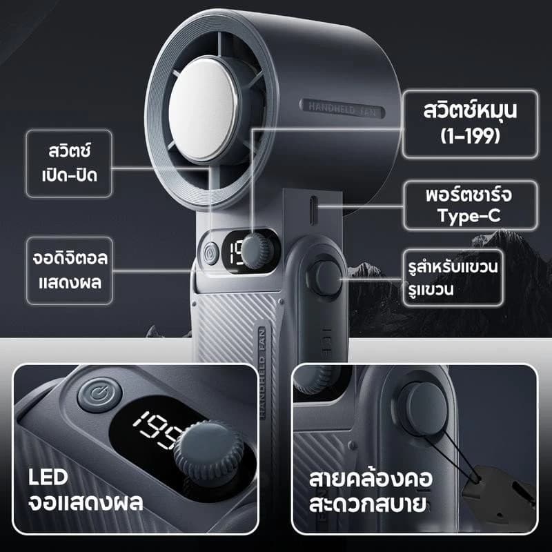 SweetHome พัดลมพกพา พัดลมมือถือ พัดลมขนาดเล็ก แบบพกพา 8000mAh พัดลม USB พับได้ พร้อม 199 เกียร์ เวลาใช้งาน 30ชม ลมแรง เงียบ พัดลมมือถือ รูปที่ 7