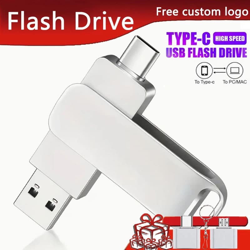 TYPE-C 2-in-1 Flash Driver 2TB/1TB/512GB/256GB/128GB/64GB การส่งสัญญาณความเร็วสูง USB3.2 เหมาะสําหรับ iPhone 15 ขึ้นไป PC iPad Android รูปที่ 1