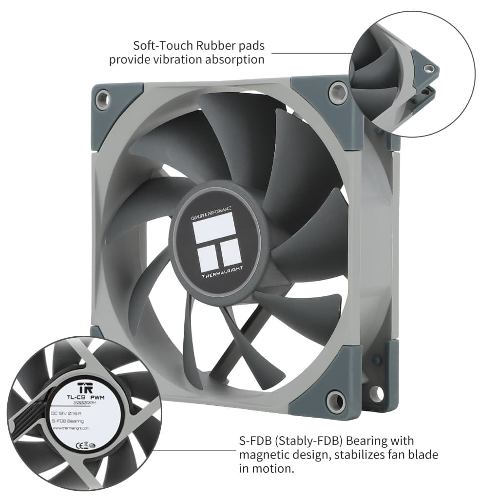 Thermalright 90mm Cpu Fan TL-C9 CPU Cooling Fan Slim Fan 2500 RPM 4PIN พัดลม cpu รูปที่ 4
