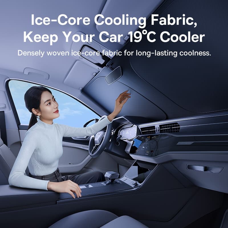 Baseus GoTrip DT1 ม่านบังแดดกระจก ป้องกัน UV 99.95% UPF2000 ลดความร้อนสูงสุด 18°C ช่วยให้รถเย็นสบาย ขับขี่ปลอดภัยและป้องกันรังสียูวี รูปที่ 2