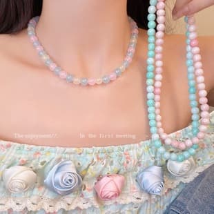 หรูหรา Niche สีชมพูหวานดอกไม้ Collarbone Chain อารมณ์อเนกประสงค์หญิงพู่ Collarbone Chain รูปที่ 8