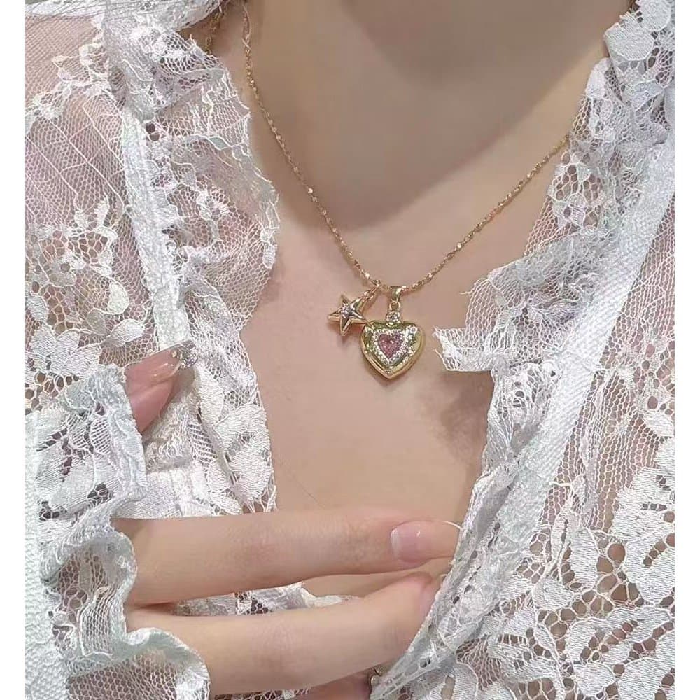หรูหรา Niche สีชมพูหวานดอกไม้ Collarbone Chain อารมณ์อเนกประสงค์หญิงพู่ Collarbone Chain รูปที่ 9
