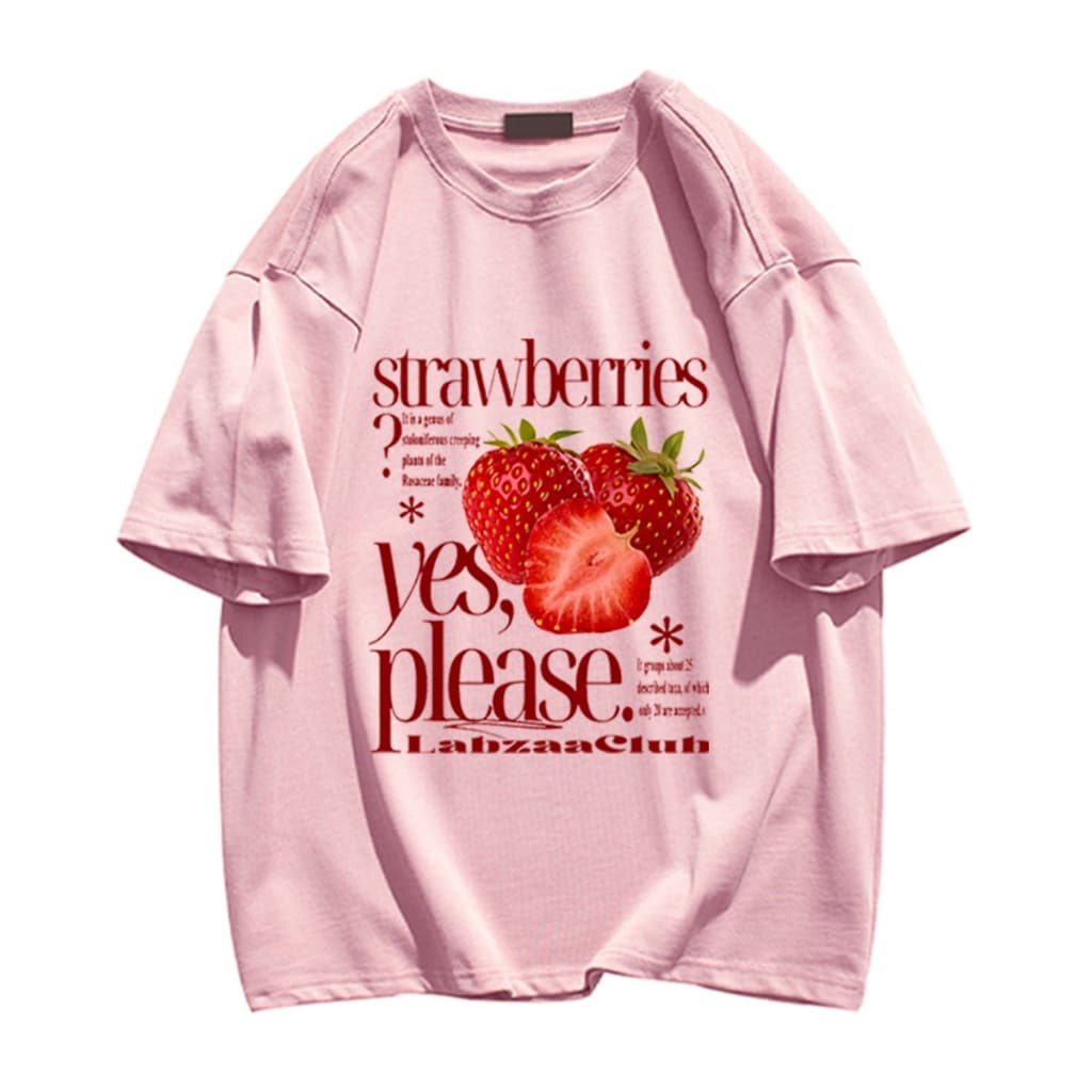 NFV แฟชั่นเกาหลีเสื้อยืดแขนสั้นคอกลม ลายสตรอว์เบอร์รี่ oversize ระบายอากาศ ทรงหลวม YG1238 รูปที่ 8