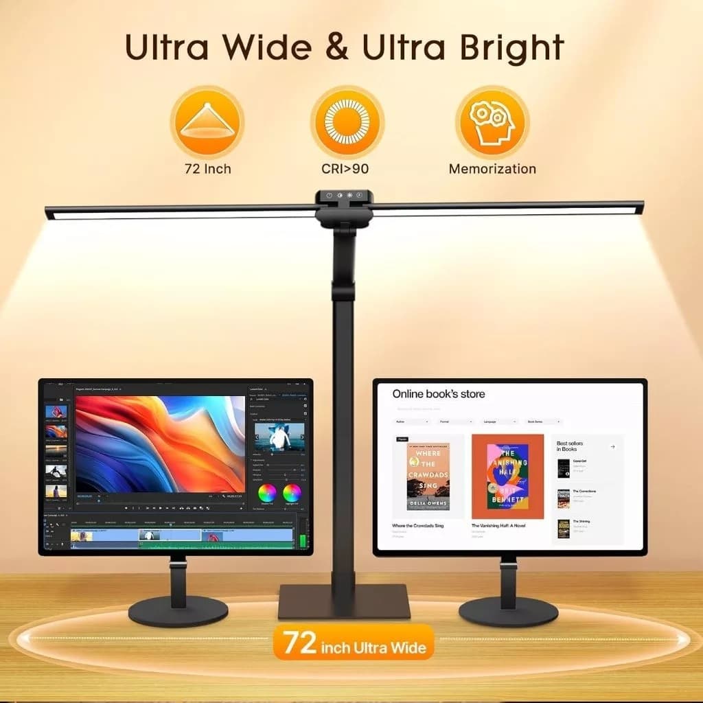 Powdeom โคมไฟตั้งโต๊ะ Ultra Bright 24W พร้อมฐาน LED ปรับหรี่แสงได้ ถนอมสายตา มีฟังก์ชั่นหน่วยความจํา เหมาะสําหรับโต๊ะทํางาน รูปที่ 8