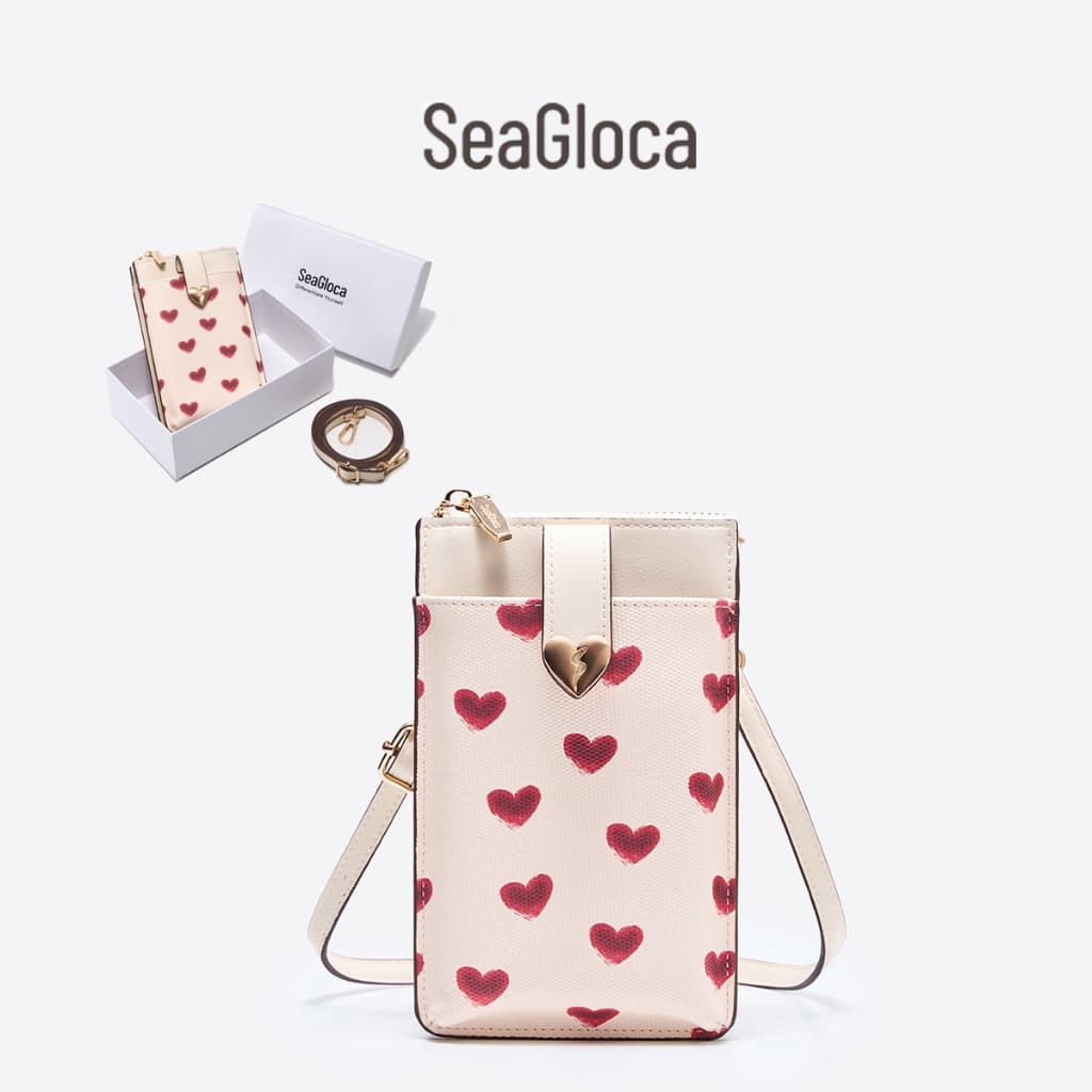 SeaGloca กระเป๋าสำหรับโทรศัพท์มือถือสไตล์ความรัก มีกล่องการ์ดความจุขนาดใหญ่ เหมาะสำหรับผู้หญิง No.31