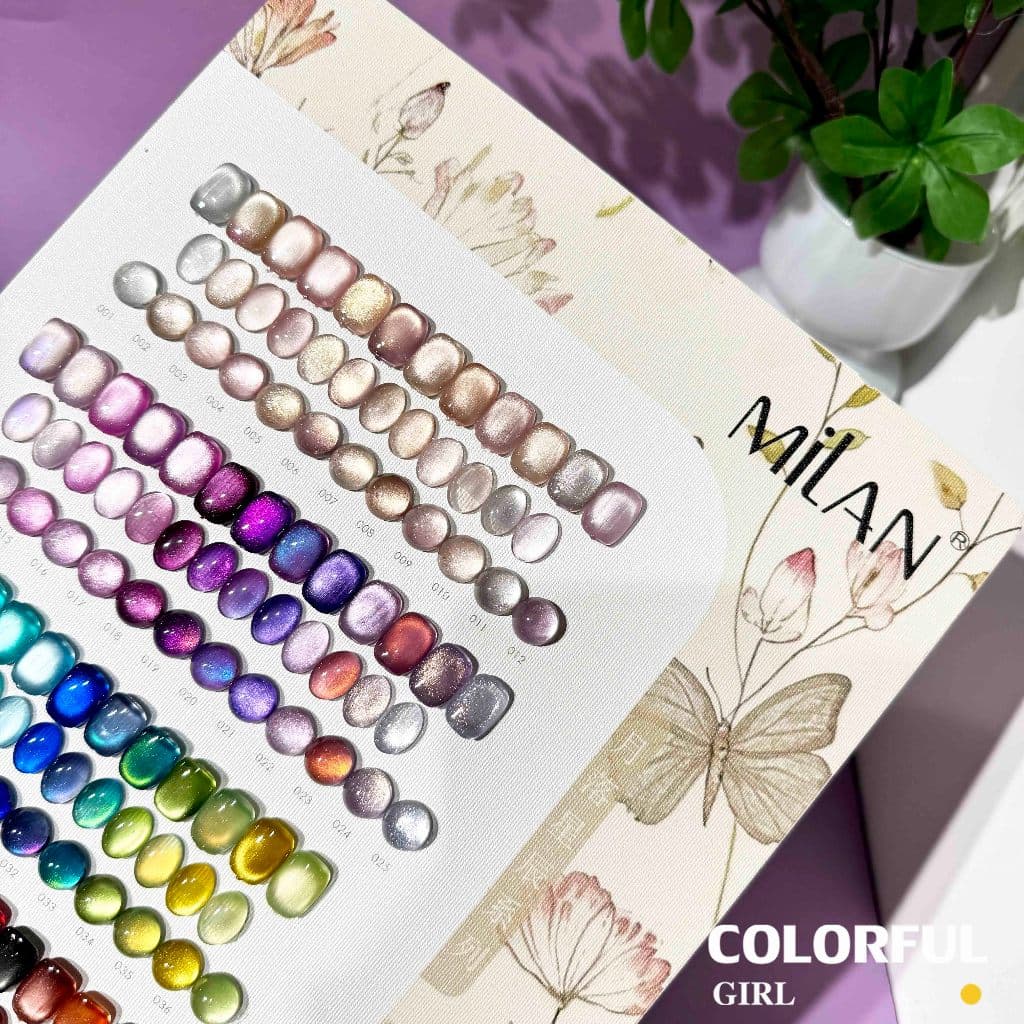 MILAN 50 สี สีเจลแคทอายเนื้อซาติน + สีเจลแคทอายลูกแก้ว ครบเซ็ต 50 สี สีสวยแน่นชัด ติดทนนาน เงางามประกายหรูหรา เหมาะสำหรับร้านทำเล็บมืออาชีพและใช้ส่วนตัว แถมฟรีชาร์ทสี Cat Eye 50 สี รูปที่ 5