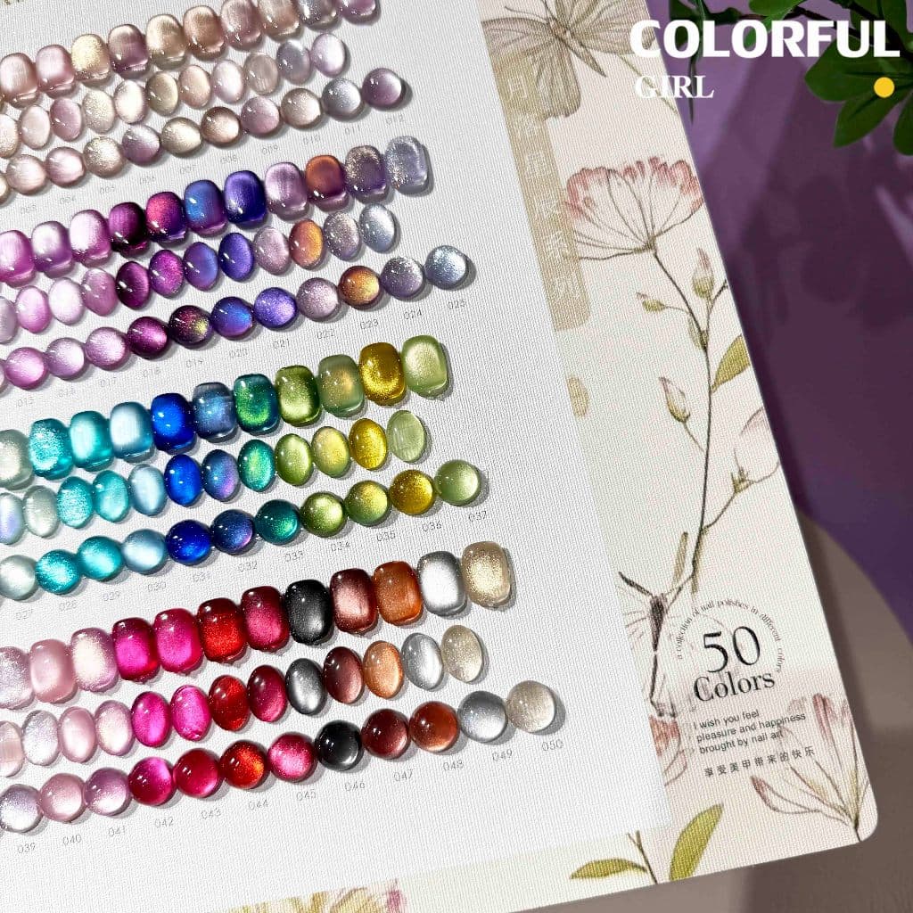 MILAN 50 สี สีเจลแคทอายเนื้อซาติน + สีเจลแคทอายลูกแก้ว ครบเซ็ต 50 สี สีสวยแน่นชัด ติดทนนาน เงางามประกายหรูหรา เหมาะสำหรับร้านทำเล็บมืออาชีพและใช้ส่วนตัว แถมฟรีชาร์ทสี Cat Eye 50 สี รูปที่ 7