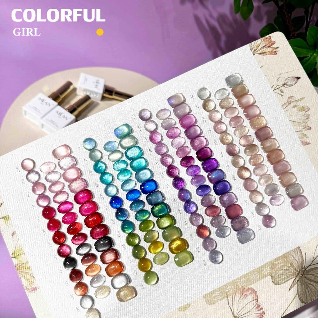 MILAN 50 สี สีเจลแคทอายเนื้อซาติน + สีเจลแคทอายลูกแก้ว ครบเซ็ต 50 สี สีสวยแน่นชัด ติดทนนาน เงางามประกายหรูหรา เหมาะสำหรับร้านทำเล็บมืออาชีพและใช้ส่วนตัว แถมฟรีชาร์ทสี Cat Eye 50 สี รูปที่ 2