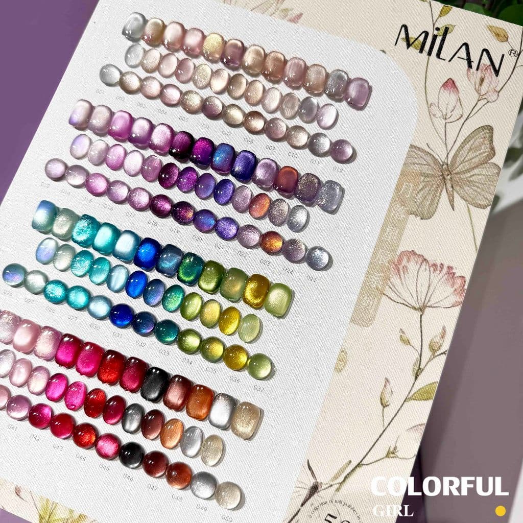 MILAN 50 สี สีเจลแคทอายเนื้อซาติน + สีเจลแคทอายลูกแก้ว ครบเซ็ต 50 สี สีสวยแน่นชัด ติดทนนาน เงางามประกายหรูหรา เหมาะสำหรับร้านทำเล็บมืออาชีพและใช้ส่วนตัว แถมฟรีชาร์ทสี Cat Eye 50 สี รูปที่ 4