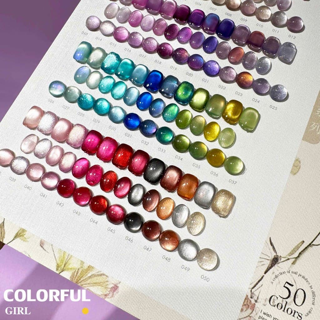 MILAN 50 สี สีเจลแคทอายเนื้อซาติน + สีเจลแคทอายลูกแก้ว ครบเซ็ต 50 สี สีสวยแน่นชัด ติดทนนาน เงางามประกายหรูหรา เหมาะสำหรับร้านทำเล็บมืออาชีพและใช้ส่วนตัว แถมฟรีชาร์ทสี Cat Eye 50 สี รูปที่ 3