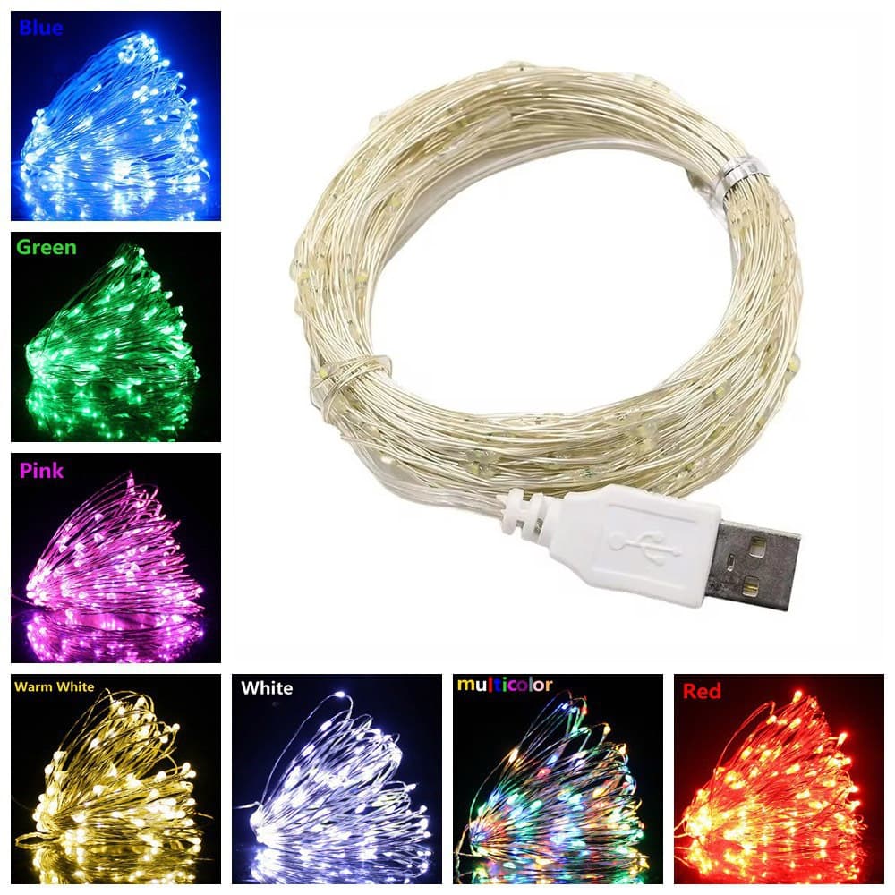ไฟ LED 2M 5M 10M 5V USB LED String light Fairy คริสต์มาสงานแต่งงาน Garland ไฟ Party เทศกาลของขวัญตกแต่ง รูปที่ 2