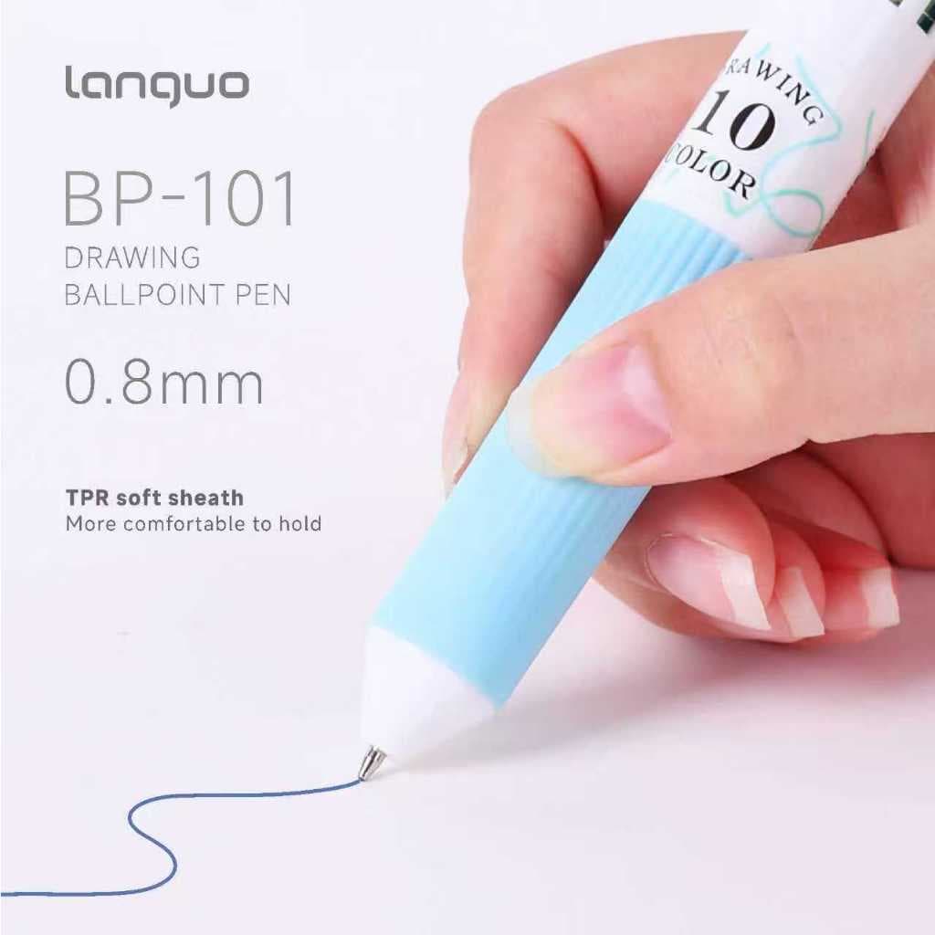 Languo ใหม่ 60 สีปากกาลูกลื่น/ชุด 10 in 1 Macaron ปากกาลูกลื่นหลากสีเด็กนักเรียนภาพวาดและ Graffiti โรงเรียนอุปกรณ์สํานักงาน รูปที่ 5