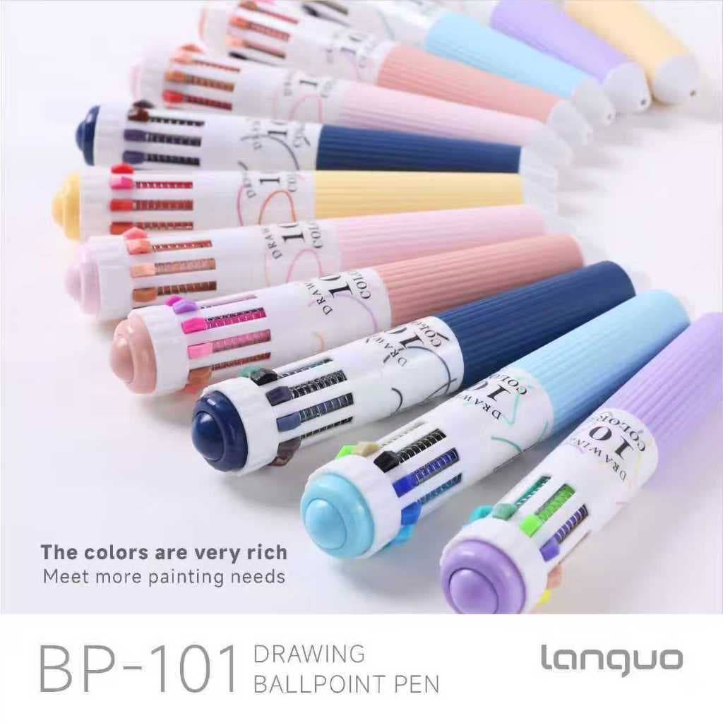 Languo ใหม่ 60 สีปากกาลูกลื่น/ชุด 10 in 1 Macaron ปากกาลูกลื่นหลากสีเด็กนักเรียนภาพวาดและ Graffiti โรงเรียนอุปกรณ์สํานักงาน รูปที่ 7