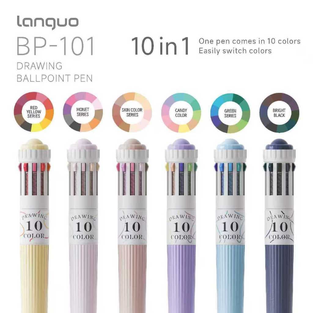 Languo ใหม่ 60 สีปากกาลูกลื่น/ชุด 10 in 1 Macaron ปากกาลูกลื่นหลากสีเด็กนักเรียนภาพวาดและ Graffiti โรงเรียนอุปกรณ์สํานักงาน รูปที่ 6