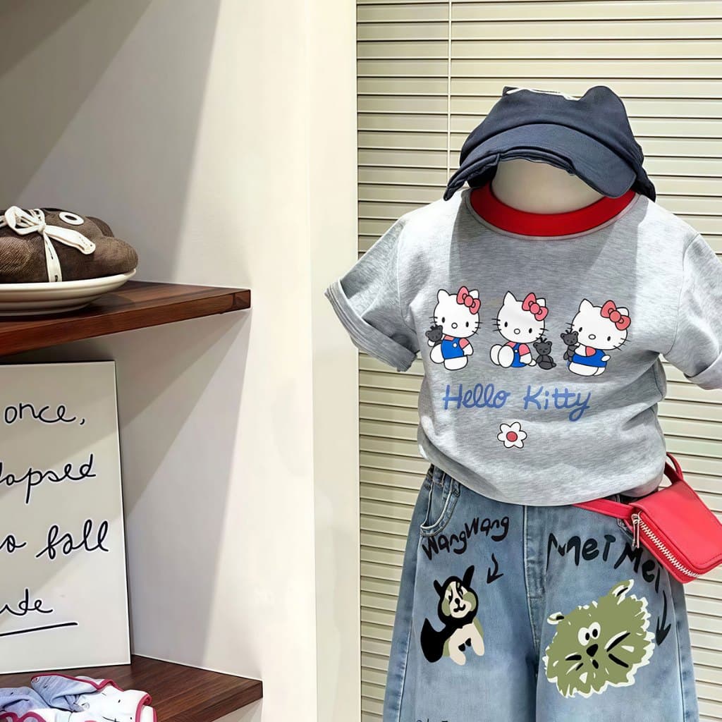 SweetKids จากกทมชุดน่ารักเด็กผู้หญิงชุดสองชิ้นแฟชั่นเด็ก เสื้อยืดคอกลม+กางเกงยีนส์ขายาว สไตล์เกาหลีสุดๆ เนื้อนุ่ม ใส่สวย รูปที่ 8