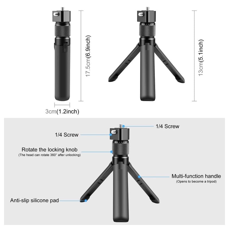 ไม้เซลฟี่ที่มองไม่เห็นสําหรับ Insta360 X5 / X4 Air / X4 / X3 Bullet Time Rotary Handle ขาตั้งกล้อง รูปที่ 7