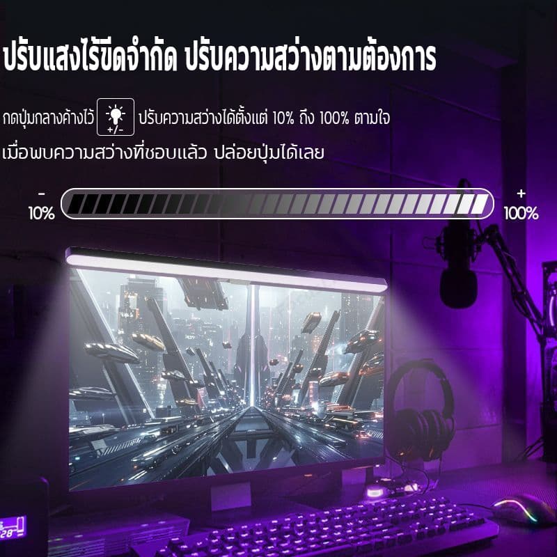 ไฟติดหน้าจอ 3 โหมดแสงที่ปรับได้ เทคโนโลยีลดแสงสีฟ้า สําหรับสํานักงาน ไฟคอม รูปที่ 7