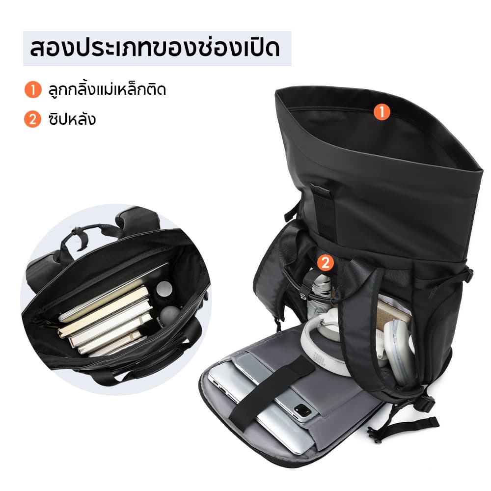 FULL DESIGN กระเป๋า เป้ สําหรับผู้ชาย ใส่แล็ปท็อป กันน้ํา ออกแบบเต็มตัว 26L สําหรับทํางาน โรงเรียน รูปที่ 5