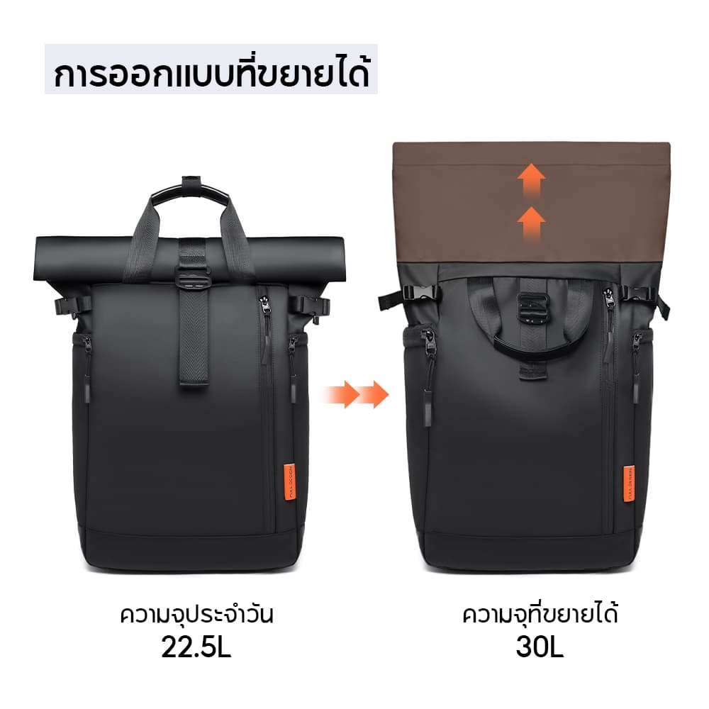 FULL DESIGN กระเป๋า เป้ สําหรับผู้ชาย ใส่แล็ปท็อป กันน้ํา ออกแบบเต็มตัว 26L สําหรับทํางาน โรงเรียน รูปที่ 6