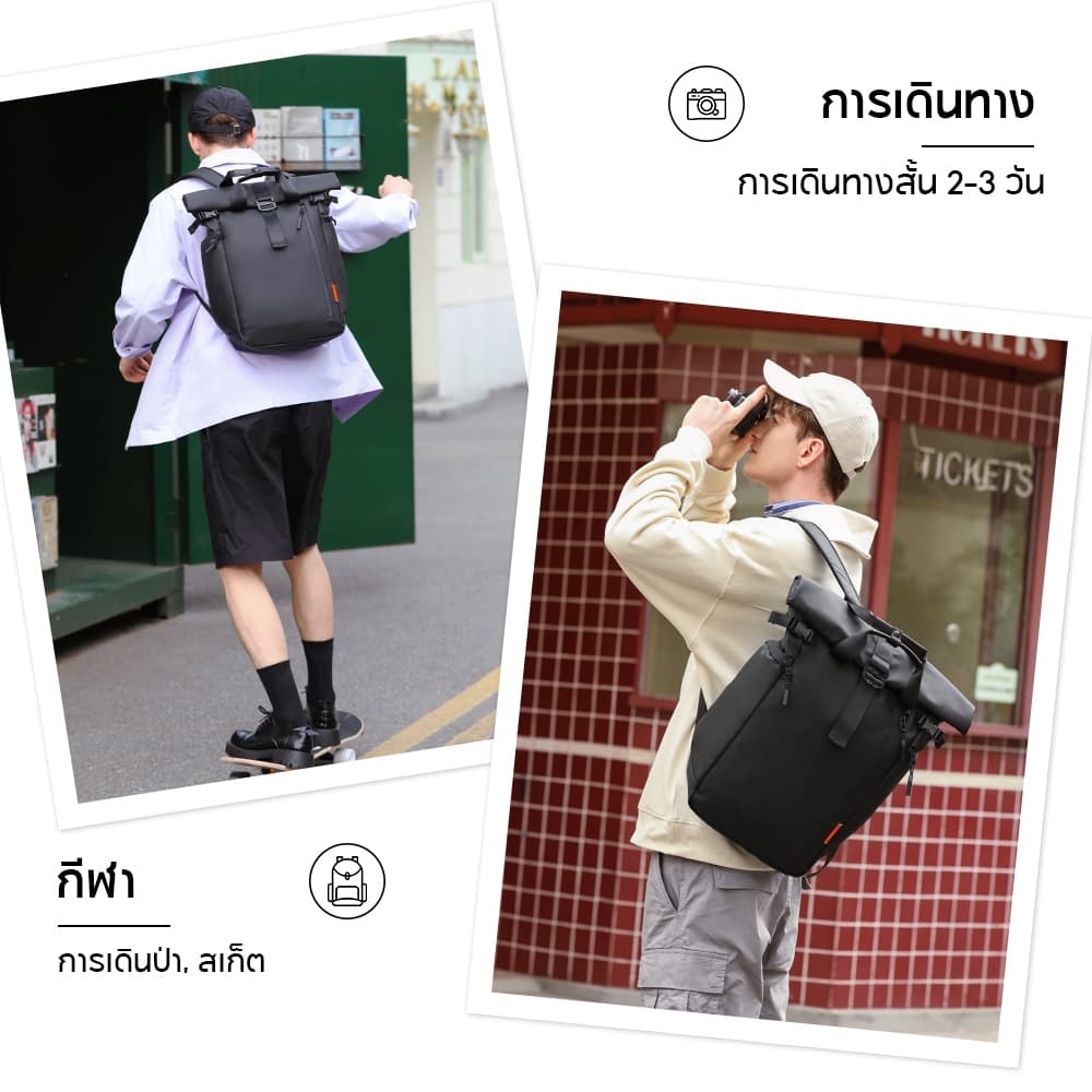 FULL DESIGN กระเป๋า เป้ สําหรับผู้ชาย ใส่แล็ปท็อป กันน้ํา ออกแบบเต็มตัว 26L สําหรับทํางาน โรงเรียน รูปที่ 2