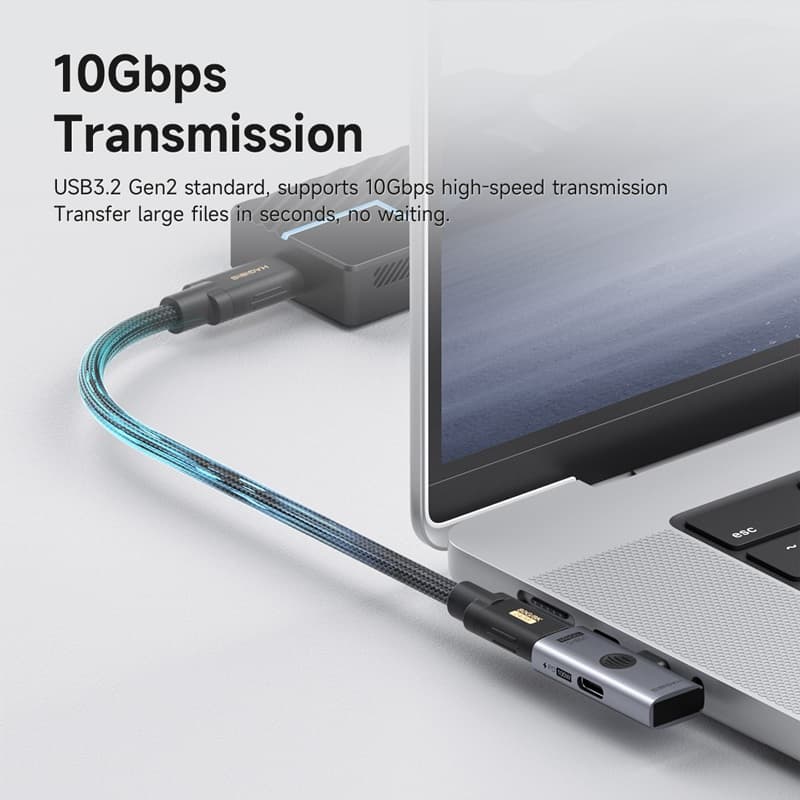 อะแดปเตอร์ Hagibis USB C 1 in 2 Out Splitter พร้อมการถ่ายโอนข้อมูล 10Gbps PD100W พอร์ตชาร์จ USB C ถึงหูฟังตัวแปลง OTG สําหรับโทรศัพท์/แล็ปท็อป/แท็บเล็ต/สวิตช์ รูปที่ 4