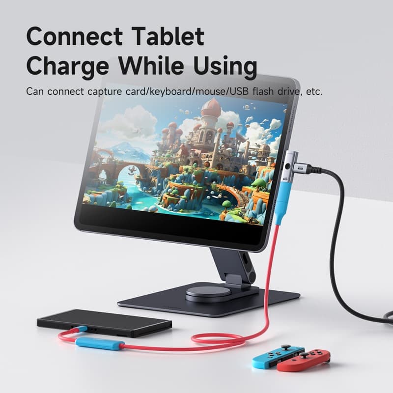 อะแดปเตอร์ Hagibis USB C 1 in 2 Out Splitter พร้อมการถ่ายโอนข้อมูล 10Gbps PD100W พอร์ตชาร์จ USB C ถึงหูฟังตัวแปลง OTG สําหรับโทรศัพท์/แล็ปท็อป/แท็บเล็ต/สวิตช์ รูปที่ 6