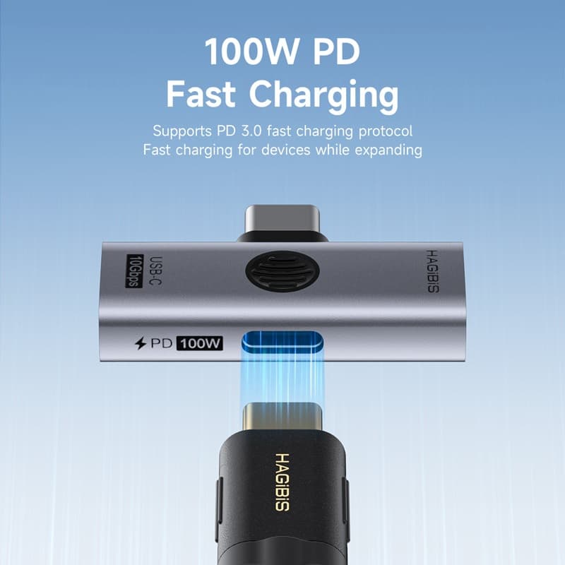 อะแดปเตอร์ Hagibis USB C 1 in 2 Out Splitter พร้อมการถ่ายโอนข้อมูล 10Gbps PD100W พอร์ตชาร์จ USB C ถึงหูฟังตัวแปลง OTG สําหรับโทรศัพท์/แล็ปท็อป/แท็บเล็ต/สวิตช์ รูปที่ 3